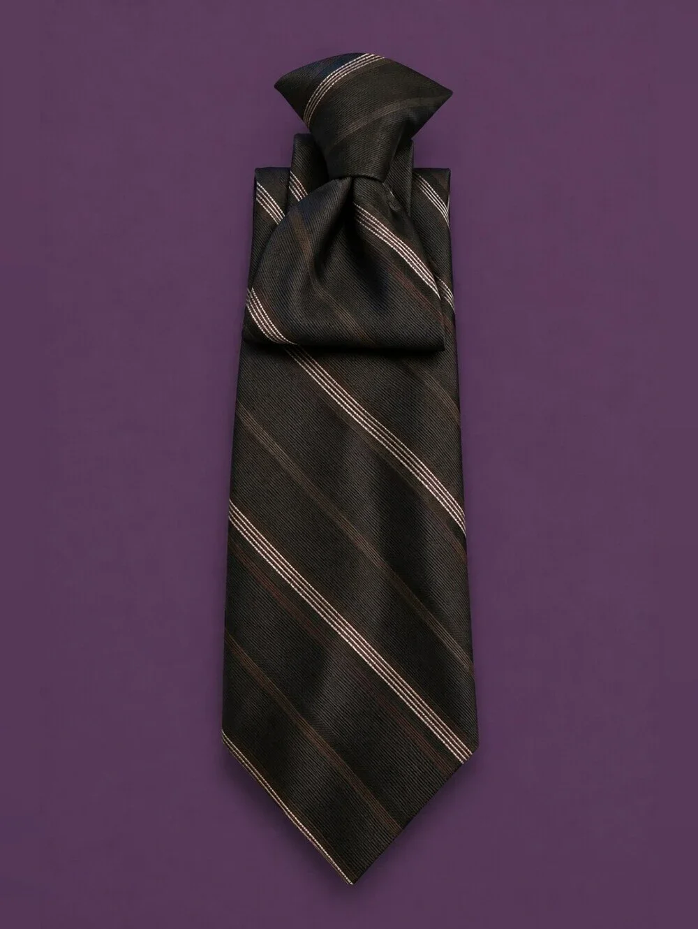 3/$30 Vtg AUSTIN MANOR 1980s Dark Gray Striped Slim Clip-on Tie